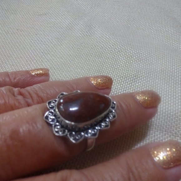 Gorgeous "POPPY JASPER" Handmade Sterling Ring Size 8.25 #927A - Picture 2 of 3